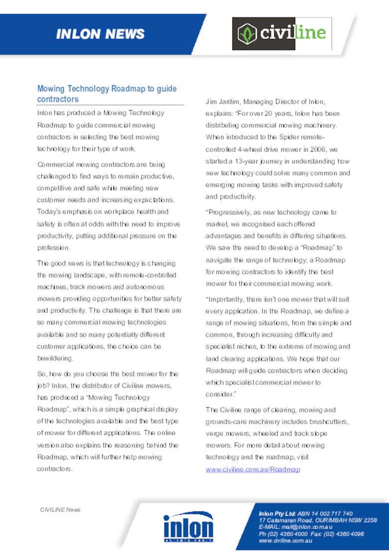 Mowing Technology Roadmap